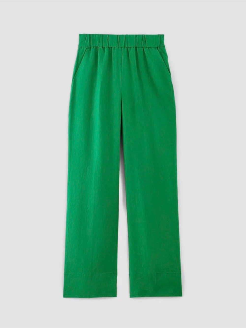 Everlane Linen Green Wide Leg Pants Elastic Waist